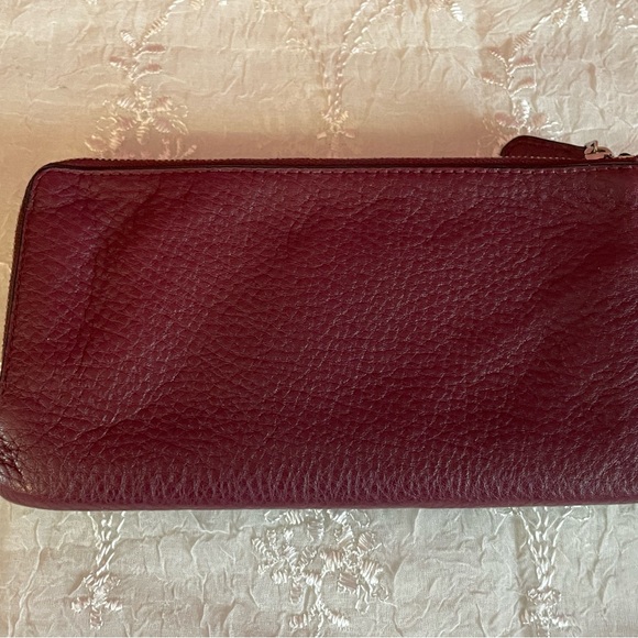 Coach Double Zippered Wallet Wristlet. Burgundy pebbled leather. - Picture 9 of 9